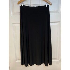 Caribe Black Stretch Long Midi Maxi‎ Skirt Full Swingy Casual Everyday Capsule L